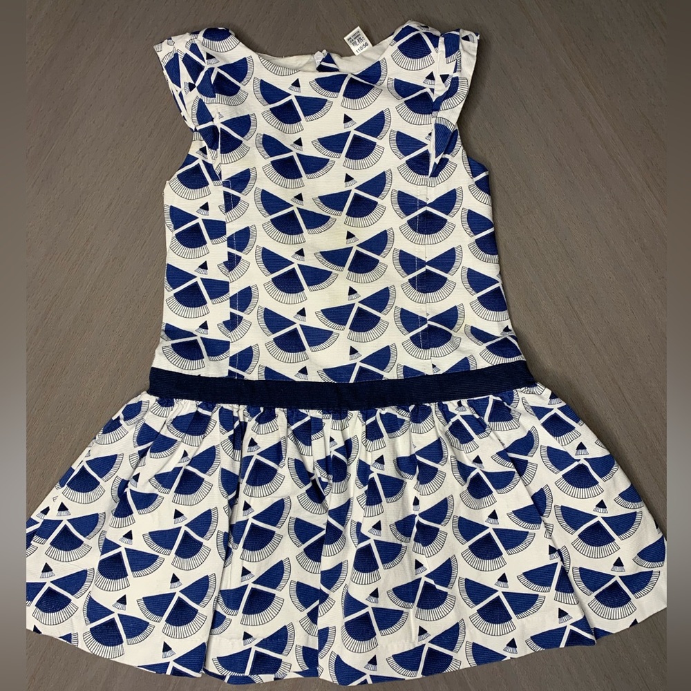 OKAIDI Girls’s Blue Jacquard Motif Dress